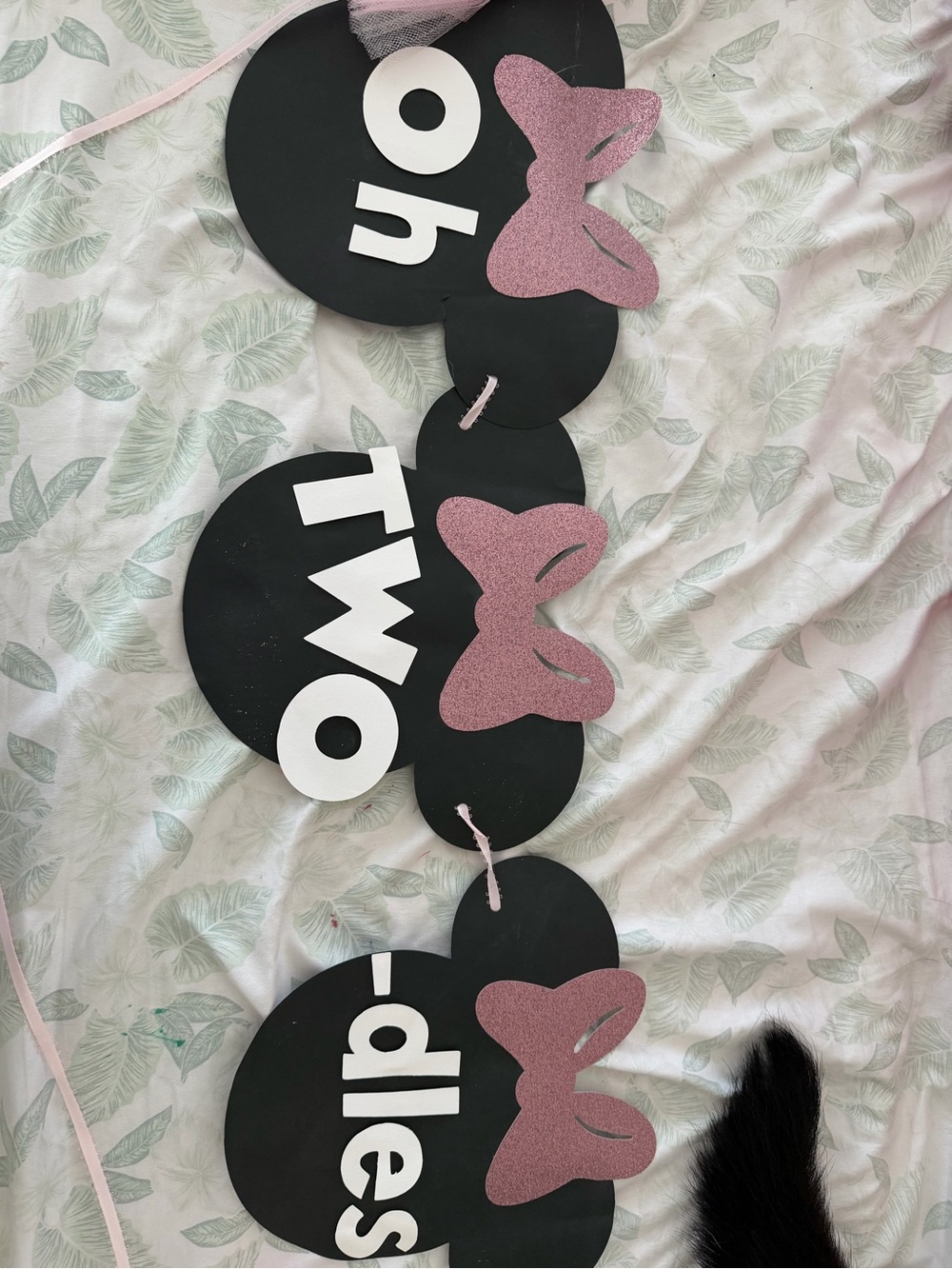 Pink and Black 'Two-ples' Party Banner - Birthday Decoration